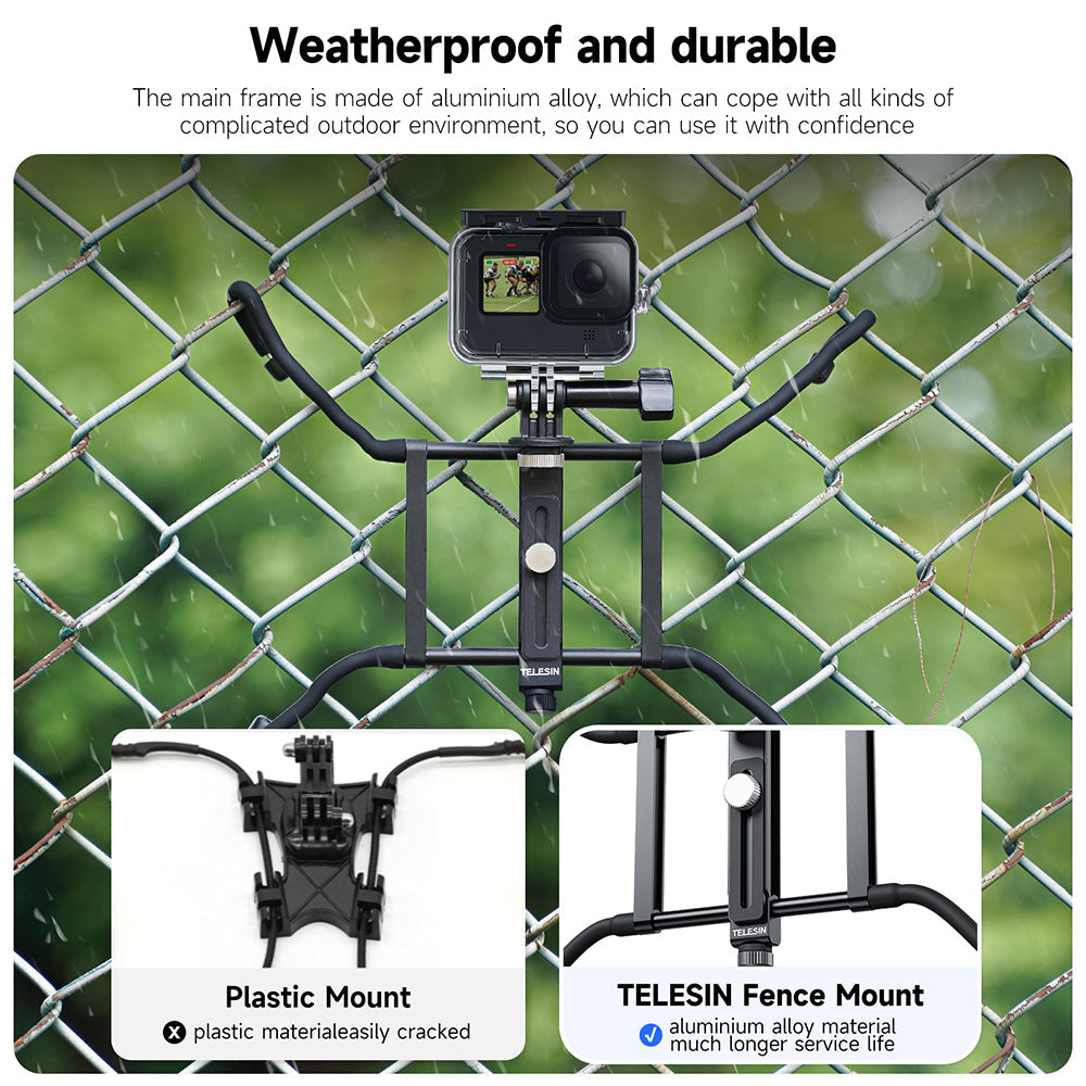 TELESIN Adjustable Universal Fence Mount for Action Cameras/ Phones TELESIN