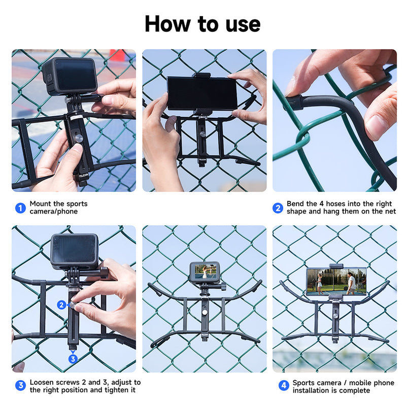 TELESIN Adjustable Universal Fence Mount for Action Cameras/ Phones TELESIN