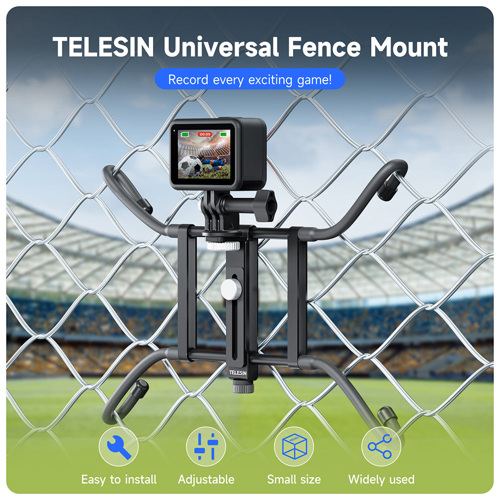 TELESIN Adjustable Universal Fence Mount for Action Cameras/ Phones