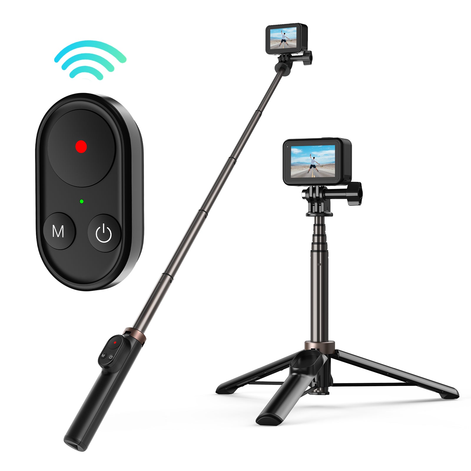 TELESIN Selfie Stick Tripod with Remote for GoPro/ Phone 