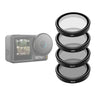 TELESIN CPL and ND8 ND16 ND32 filter set mounted on DJI Action 3 in bright outdoor light