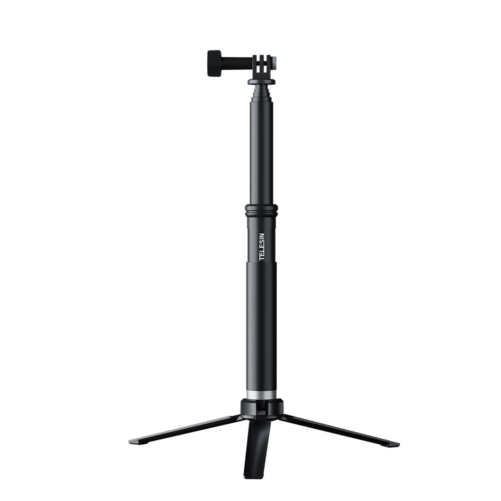 TELESIN Extendable Aluminum Alloy Selfie Stick with Tripod and Phone Clip for GoPro
