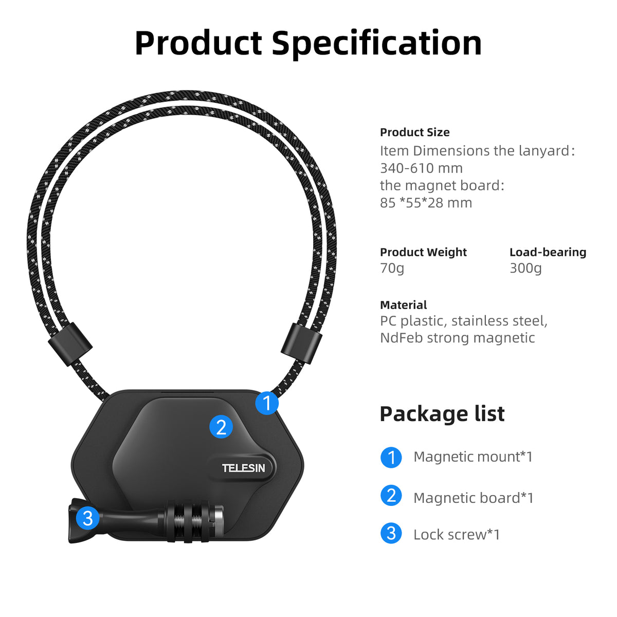TELESIN Magnetic Bracket Halter Set
