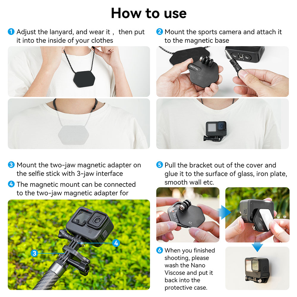 TELESIN Magnetic Bracket Expansion Set (Neck Mount/Quick Release)