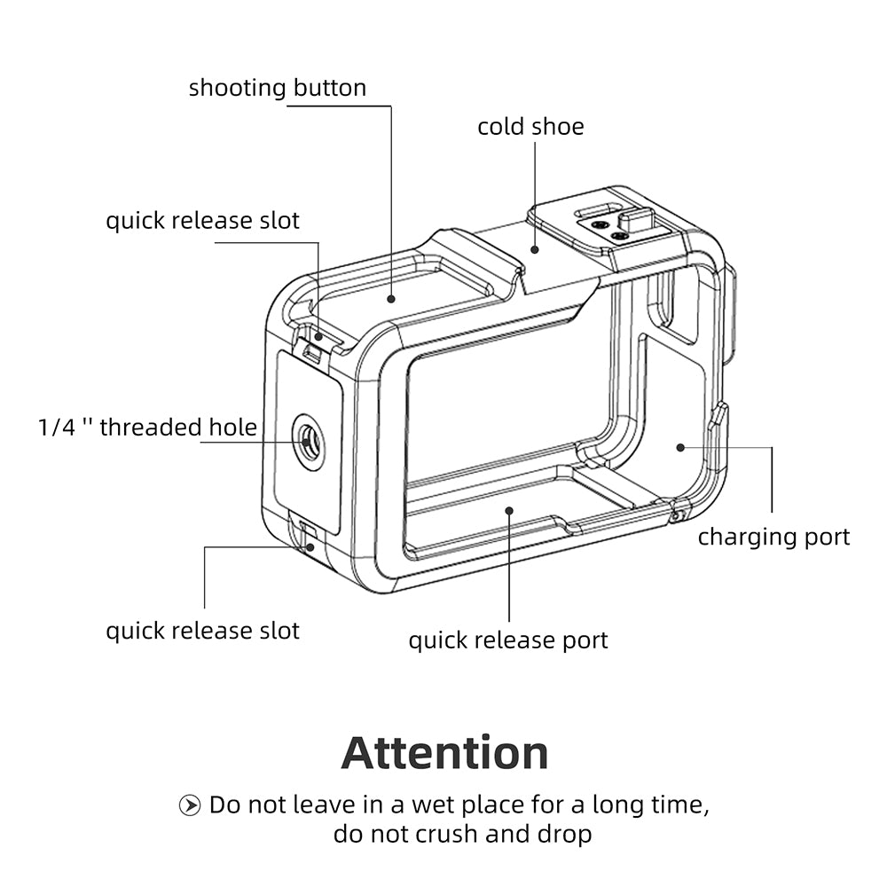 TELESIN Metal Rabbit Cage Frame for DJI ACTION 3