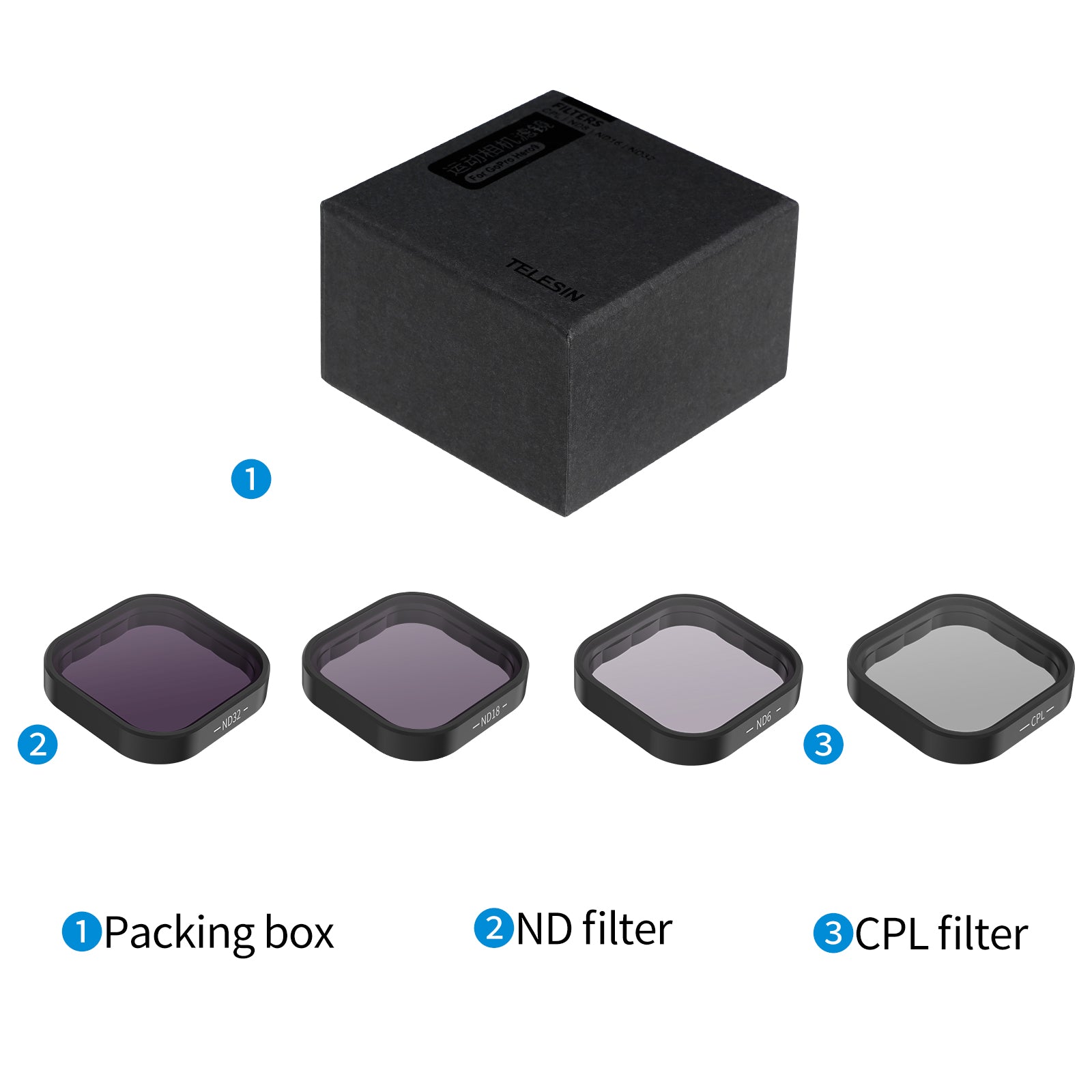TELESIN ND & CPL Lens Filters Set for GoPro Hero 12/11/ 10/ 9/ Mini