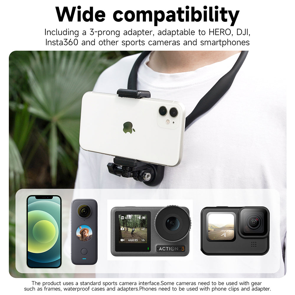 TELESIN Neck Holder Mount SE (No Magnetic) for Action Cameras/ Phones TELESIN