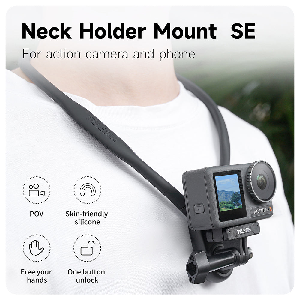 TELESIN Neck Holder Mount SE (No Magnetic) for Action Cameras/ Phones TELESIN