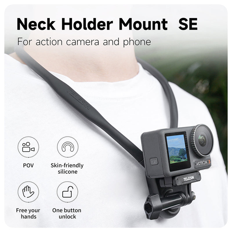 TELESIN Neck Holder Mount SE (No Magnetic) for Action Cameras/ Phones TELESIN