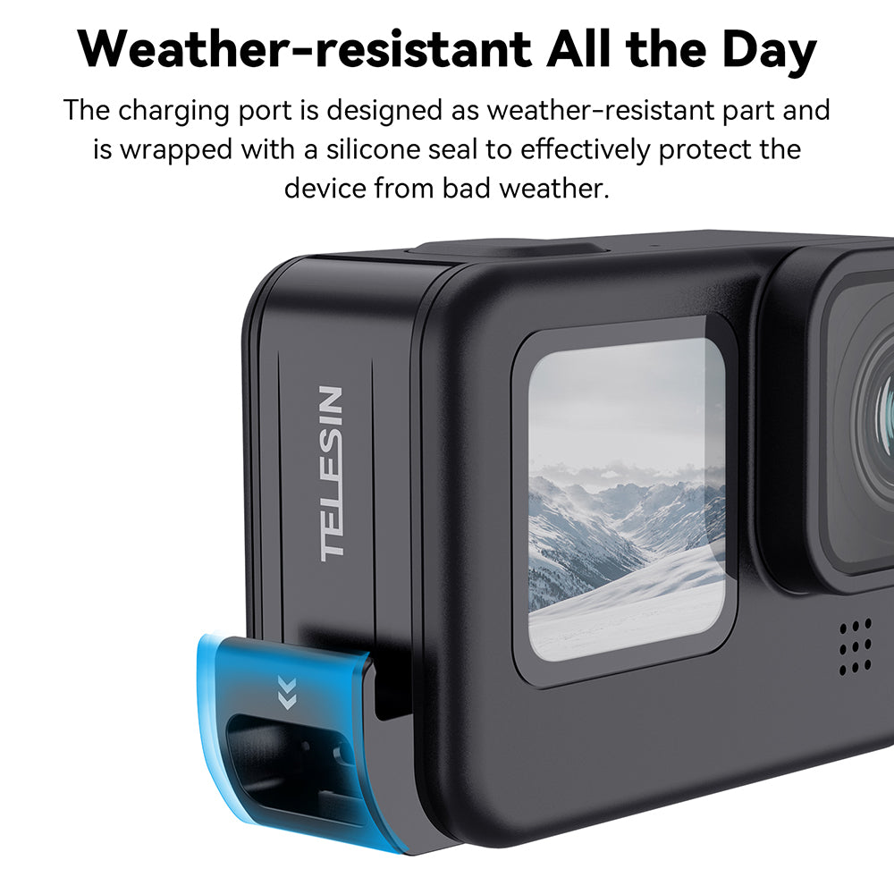 TELESIN Plastic Rechargeable Side Cover Rainproof Snowproof for GoPro 11/10/9