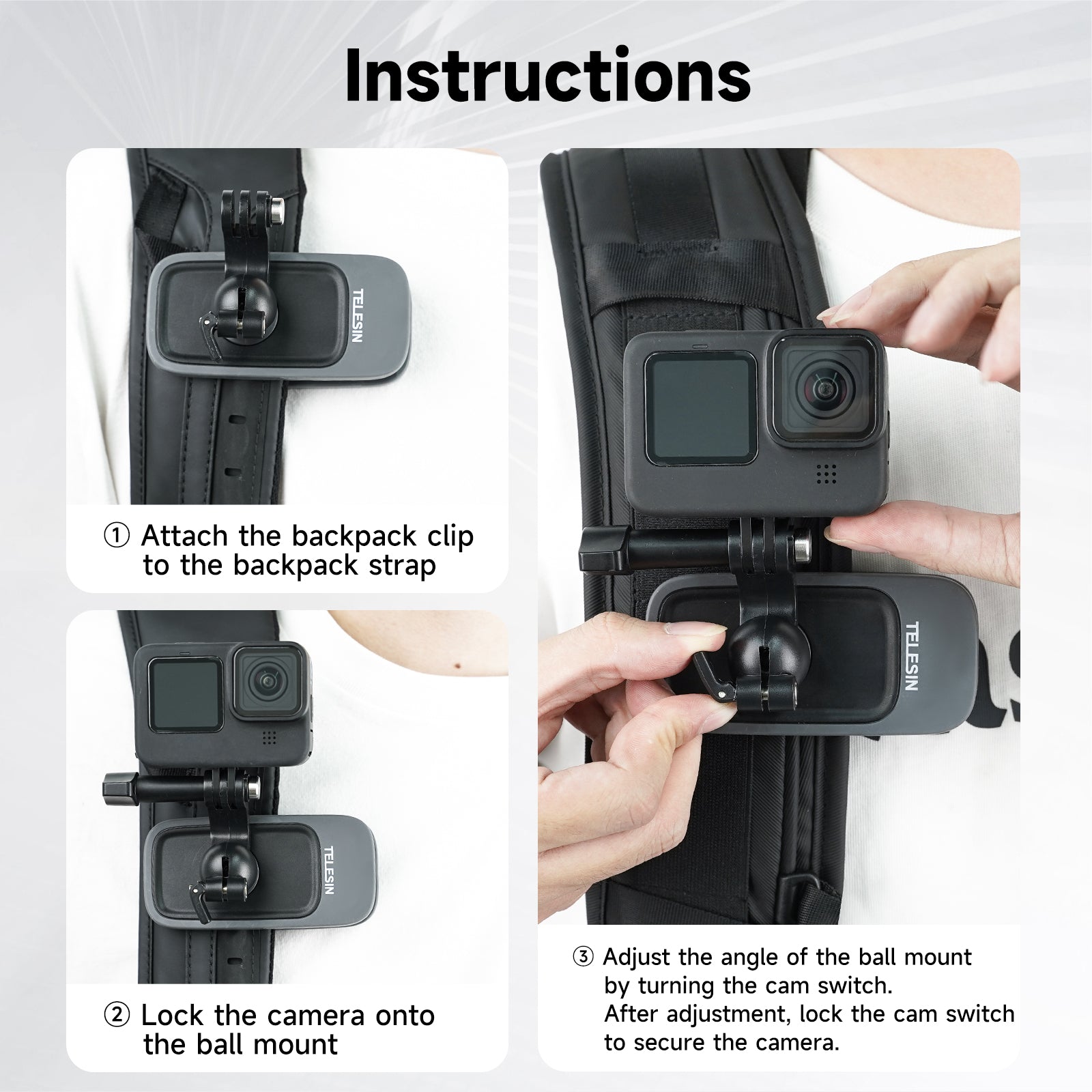 TELESIN Magnetic Backpack Clip for GoPro